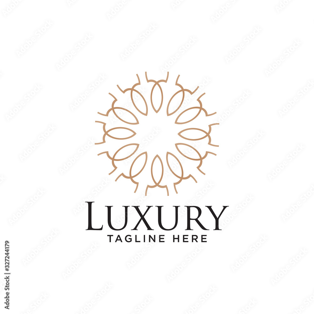 Fototapeta premium Abstract Leaf logo icon design. Elegant crown line symbol. Universal premium vector sign