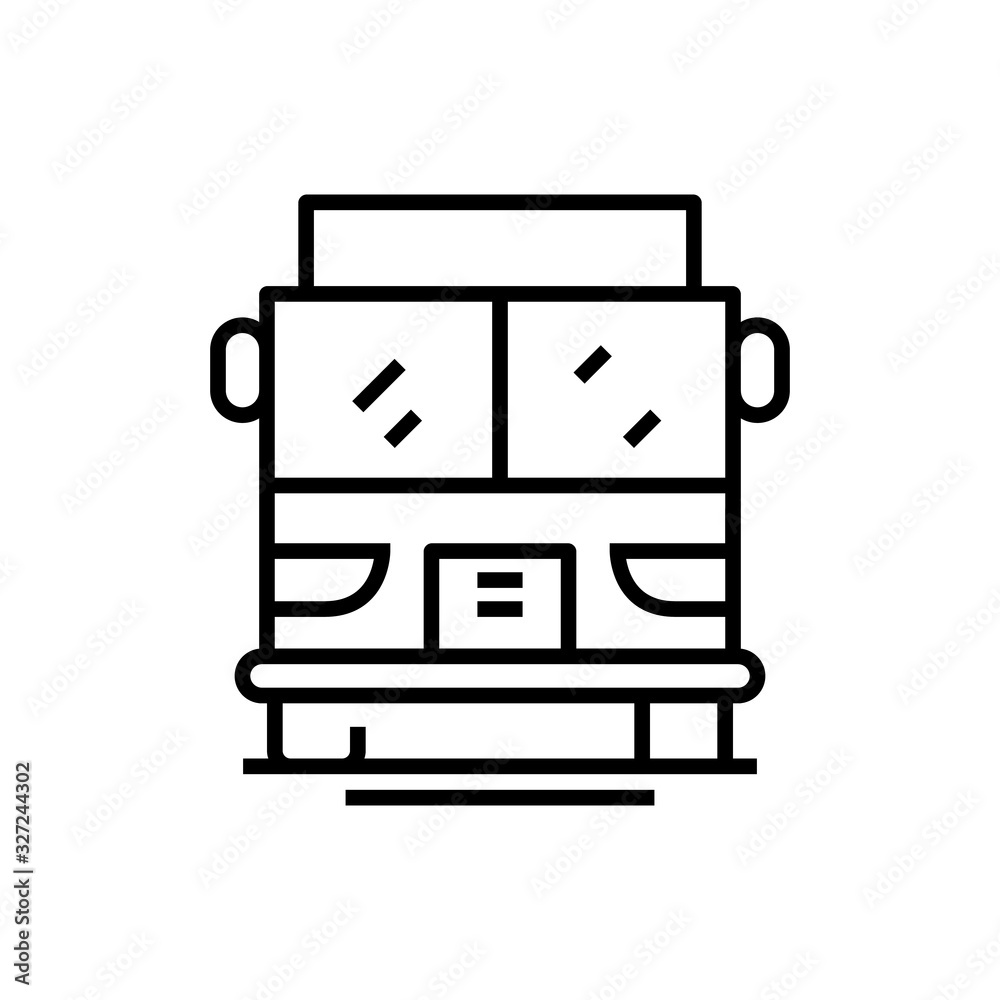 Passenger bus line icon, concept sign, outline vector illustration, linear symbol. Passenger bus line icon, concept sign, outline vector illustration, linear symbol.