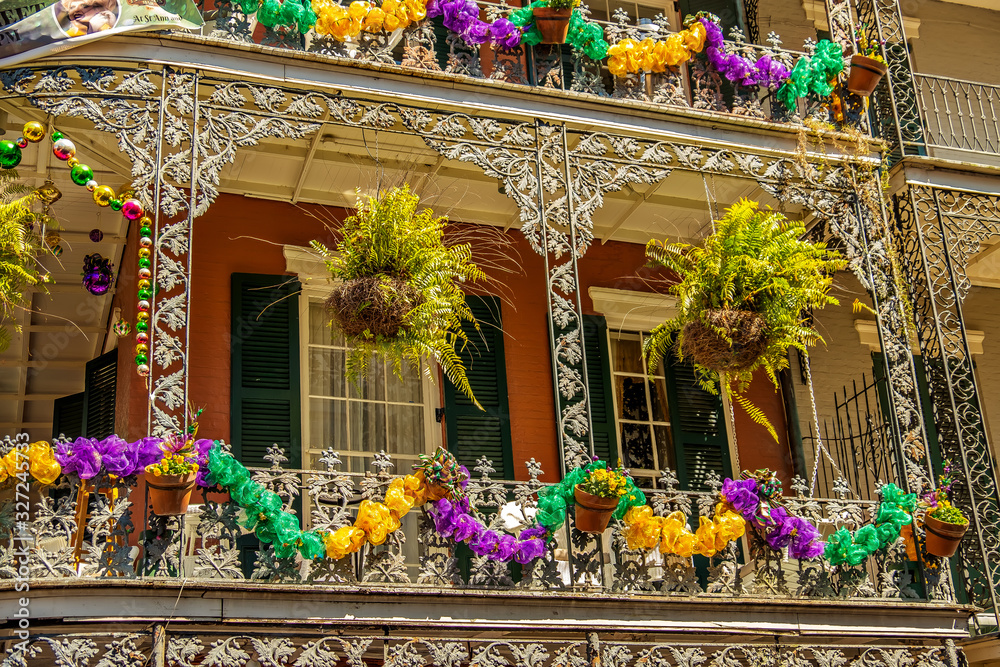 Mardi Gras on Buildings in New Orleans Stock Photo Adobe Stock