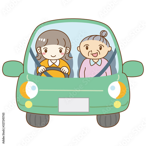 女性　高齢者　介護　福祉　車　運転　代行　可愛い　シンプル　正面