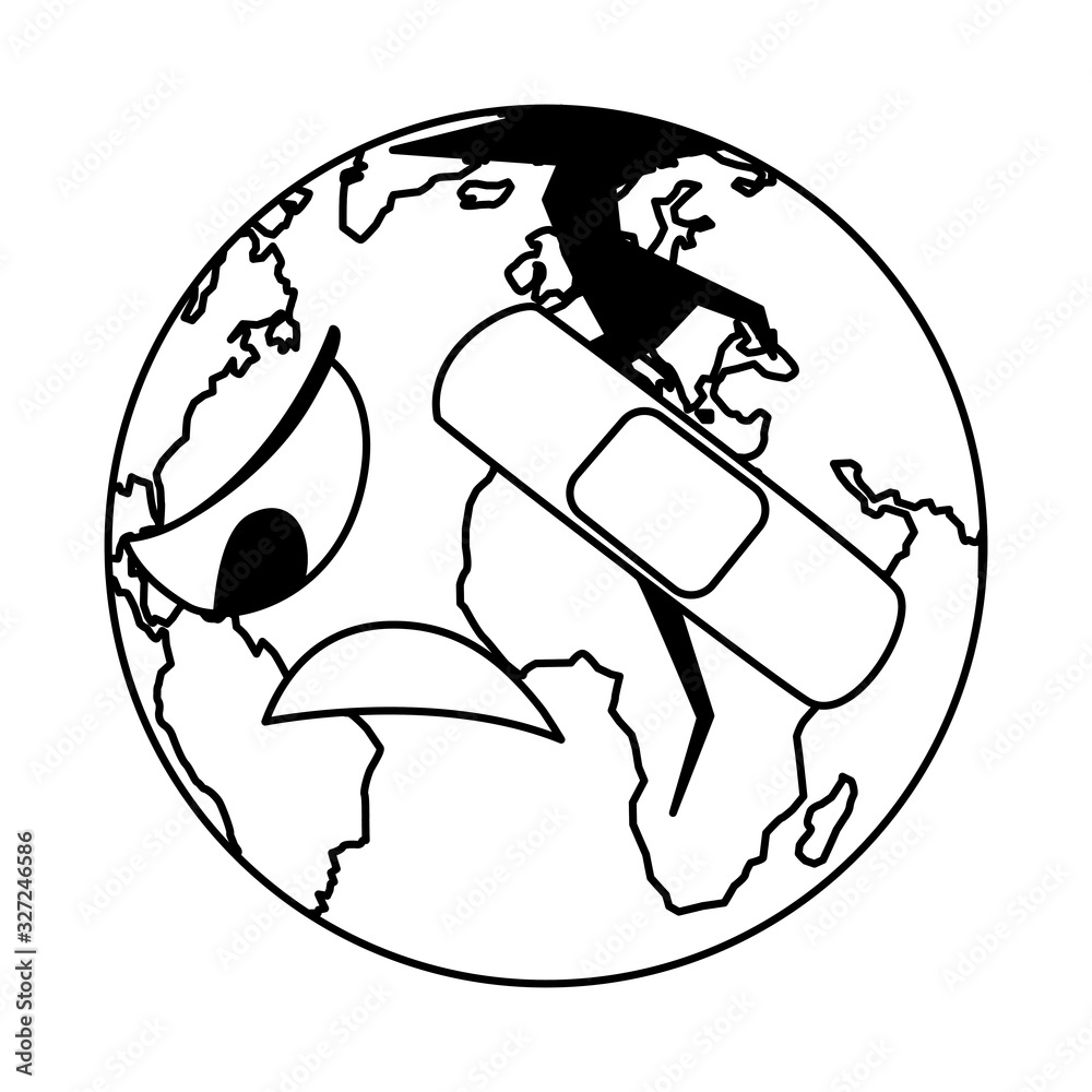 planet earth sick for pollution over white background
