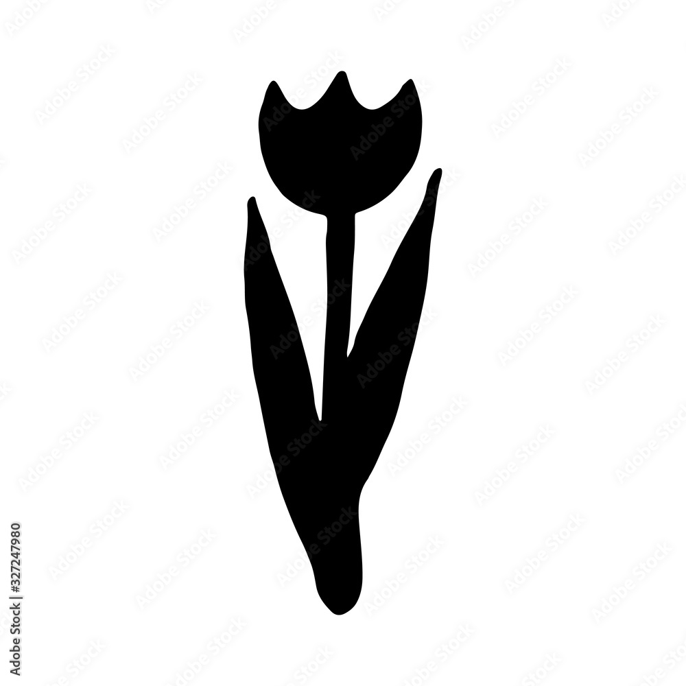 Set of flat flower icons in silhouette isolated on white. Simple retro designs in black and white. Set of flat flower icons in silhouette isolated on white. Simple retro designs in black and white.