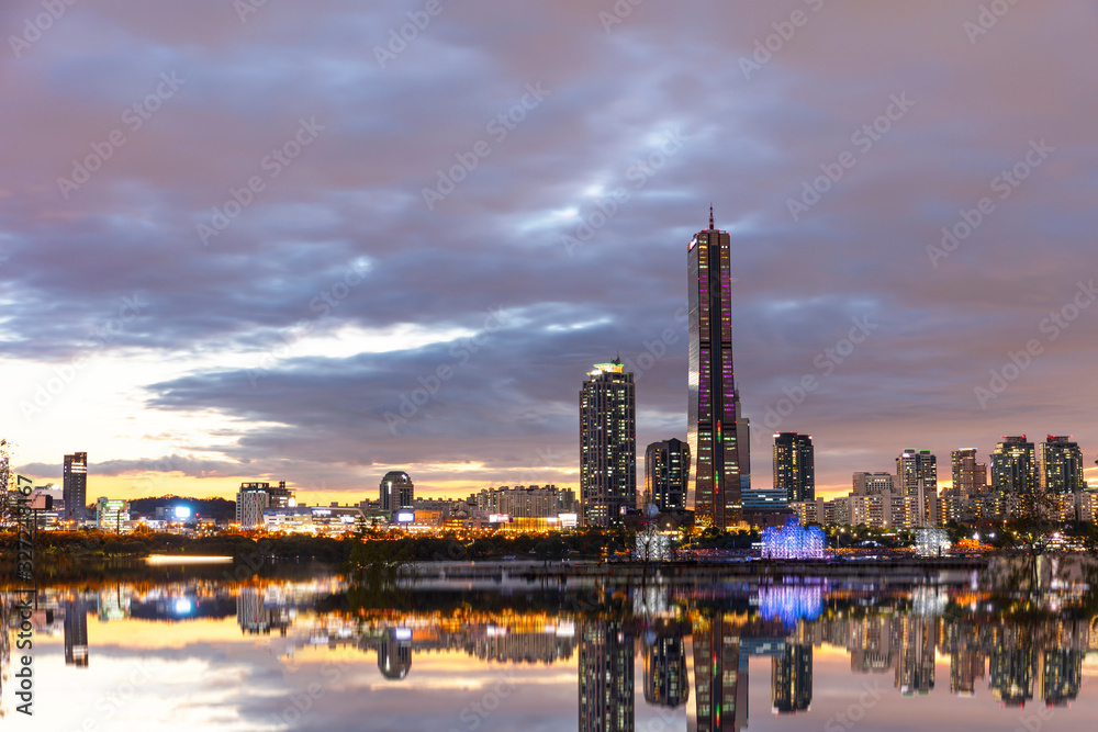 Seoul City at Sunset and han river South Korea Seoul City at Sunset and han river South Korea