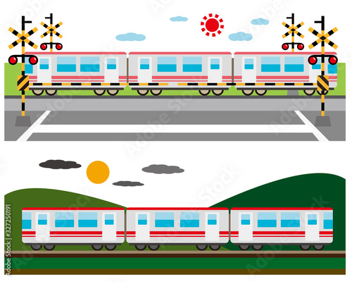 電車　列車　鉄道　アイコン 踏切