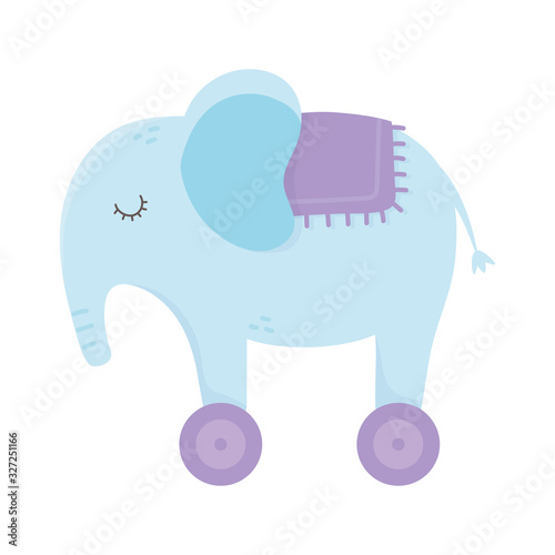 kids toy elephant with wheels icon design white background