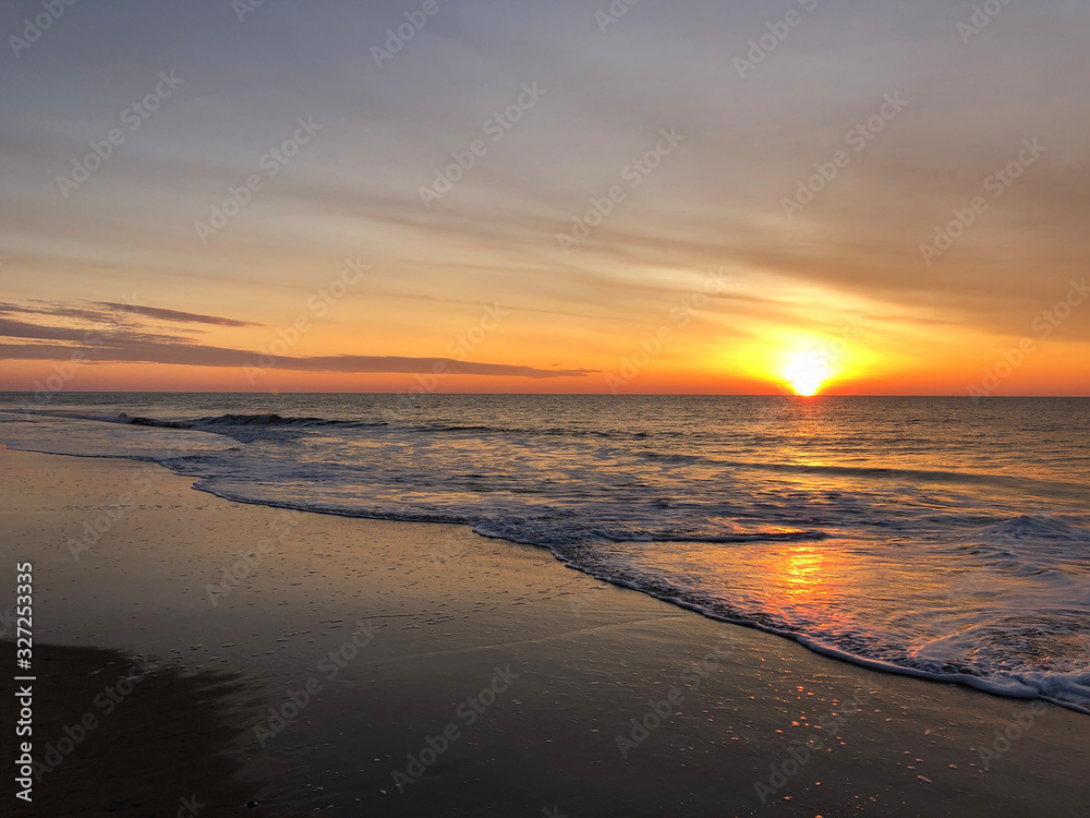 Sunrise Reflecting off the Water over the Beach at Amagansett Long Island, New York