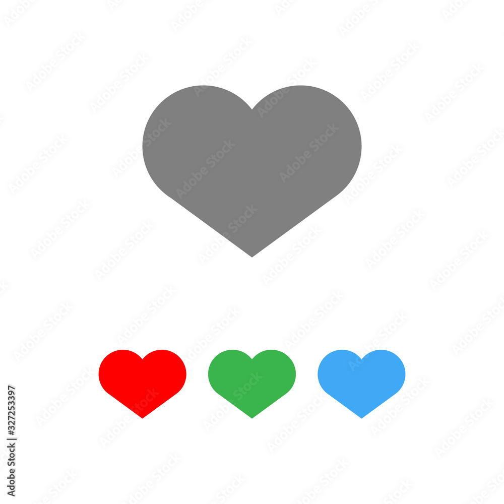 Symbol of romance and love.Different color heart icons.Vector