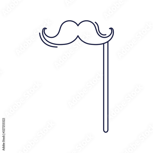 happy birthday, moustache in stick celebration party line style icon