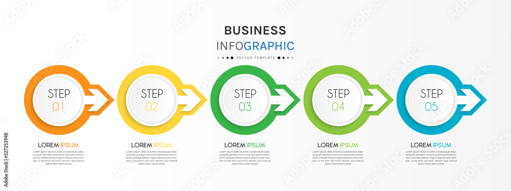 Business infographic element with 5 options, steps, number vector template design