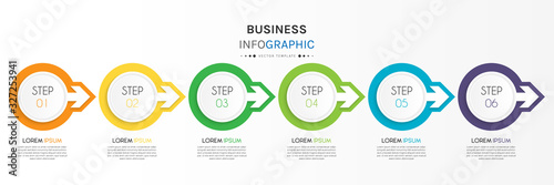 Business infographic element with 6 options, steps, number vector template design