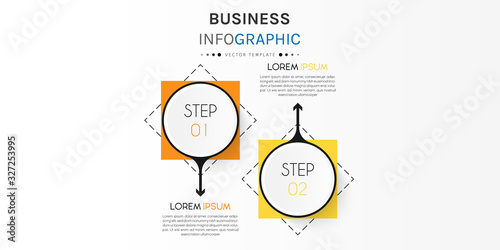 Business infographic element with 2 options, steps, number vector template design