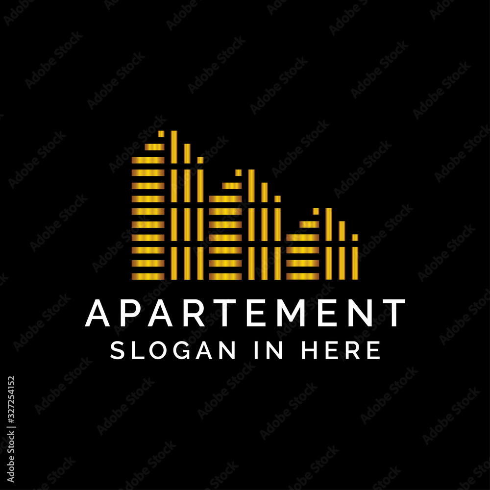 Apartement with grid line logo vector design illustration