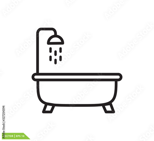 Bathtub icon vector logo template