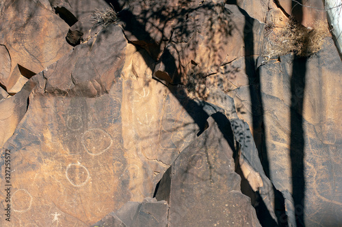 Aboriginal rock engravings at Sacred Canyon, Flinders Ranges National Park, South Australia, Australia photo