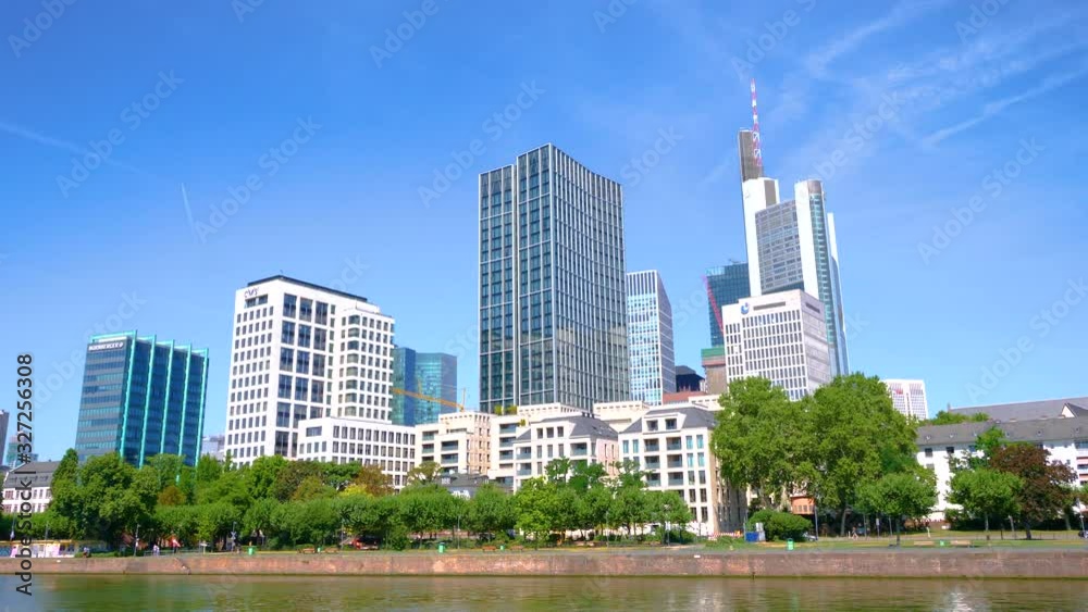 Frankfurt germany skyline view from river ship Frankfurt germany skyline view from river ship