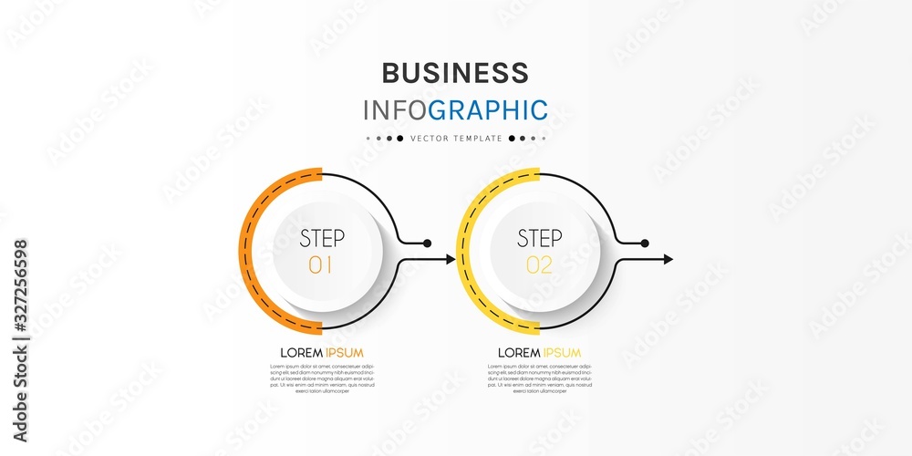 Business infographic element with 2 options, steps, number vector template design