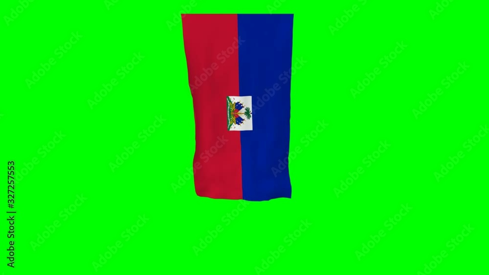 3d rendering haiti flag waving animation isolated on green screen background. vertical position.