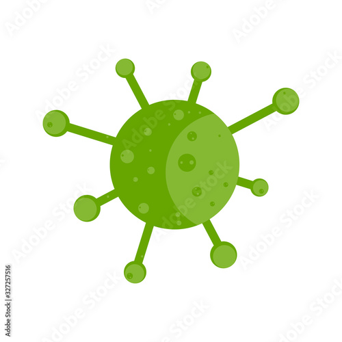 Green virus or bacteria cartoon icon isolated on white background for healthcare and medical concept