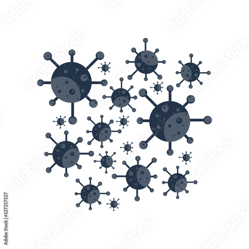 Navy blue virus or bacteria cartoon icon isolated on white background for healthcare and medical concept