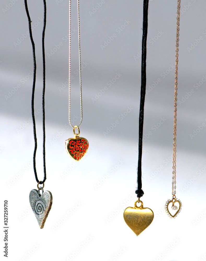 Heart necklaces in a variety of colors and sizes