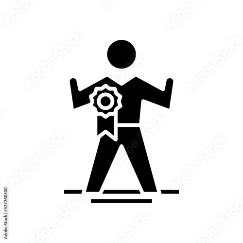 Excellent mark black icon, concept illustration, vector flat symbol, glyph sign.