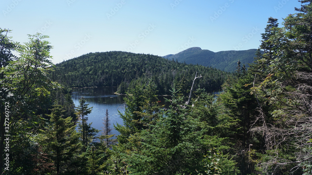 A scenic view of Sterling Pond on the Long Trail in Vermont.