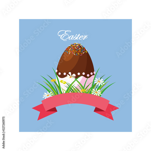 easter label with egg, greeting card