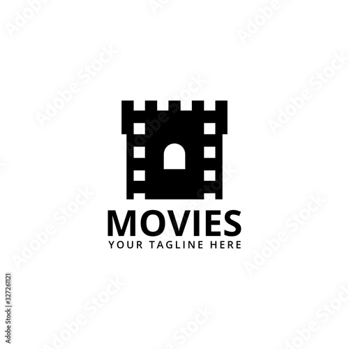 kingdom castle creative movie logo vector. cinema logo vector