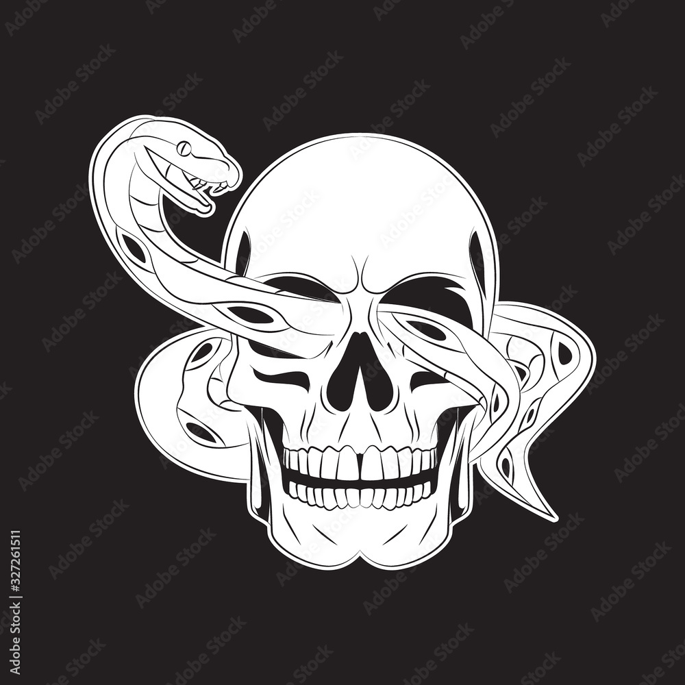 skull and snake tattoo. skull logo. vector illustration skull and snake tattoo. skull logo. vector illustration