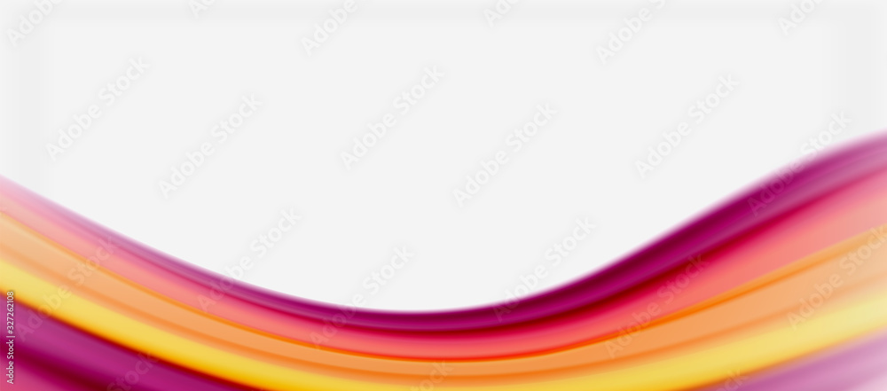 Wave lines abstract background, smooth silk design with rainbow style colors. Liquid fluid color waves. Vector Illustration