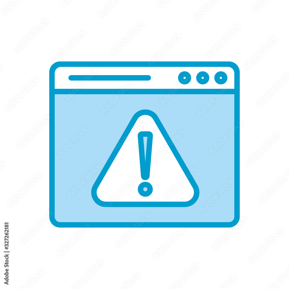 Isolated alarm triangle banner inside website line and fill style icon vector design Isolated alarm triangle banner inside website line and fill style icon vector design