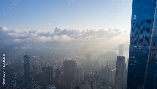 New York City with WTC in early morning, aerial photography 