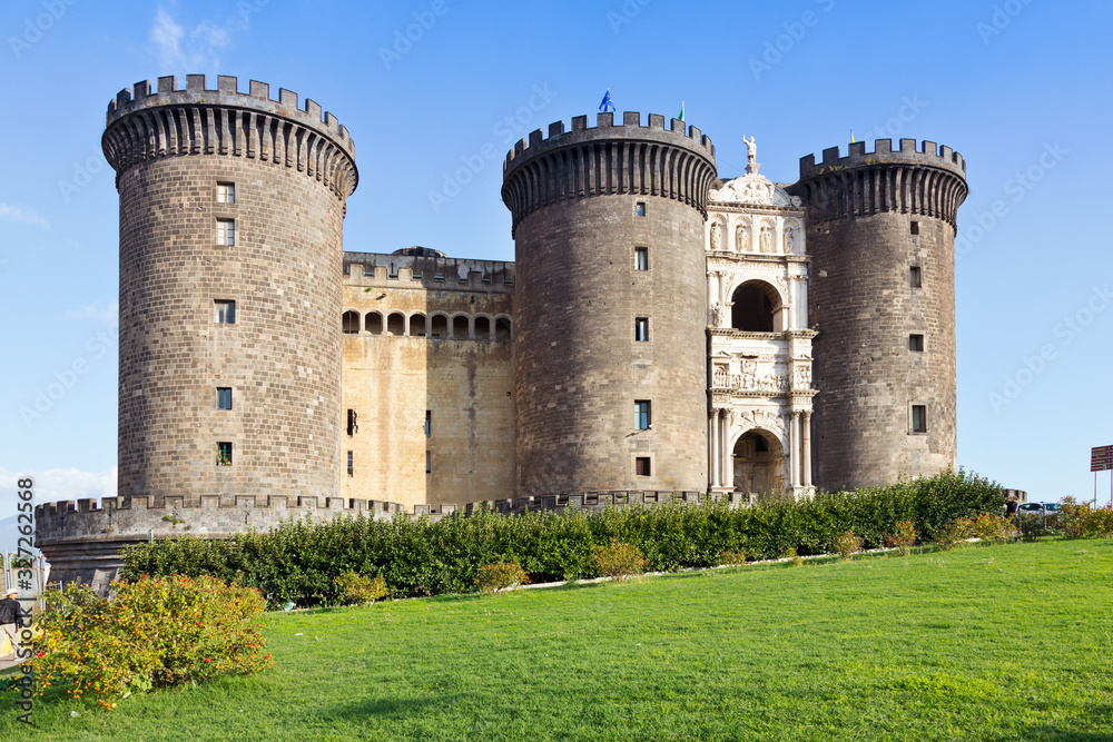 medieval gothic fortress Castel Nuovo, often called Maschio Angioino, Naples, Italy