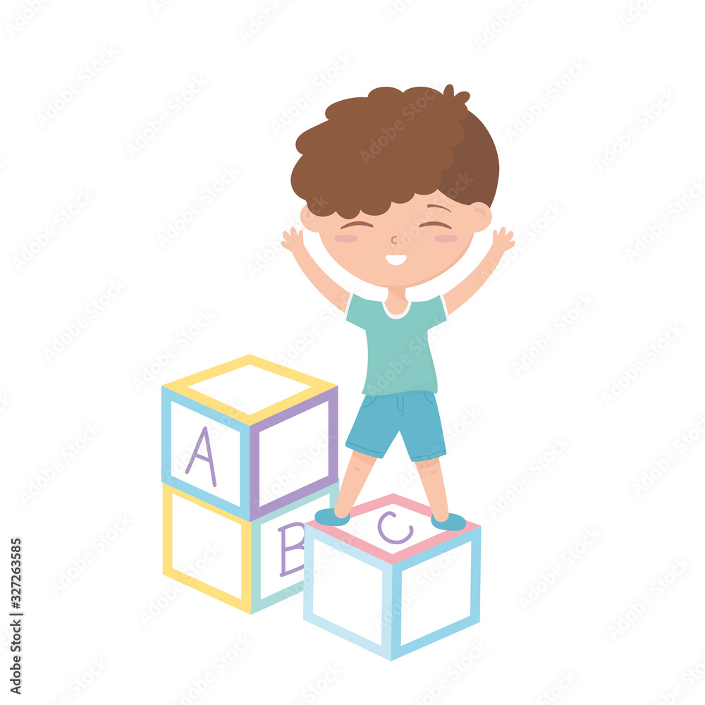 kids zone, cute little boy on alphabet blocks toys kids zone, cute little boy on alphabet blocks toys