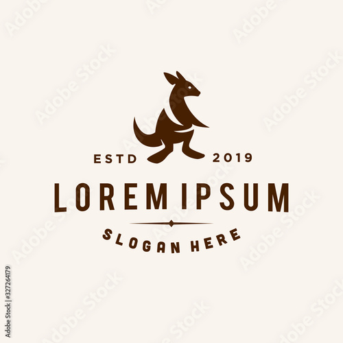 kangaroo wallaby logo vector line outline icon in trendy hipster vintage classic style illustration