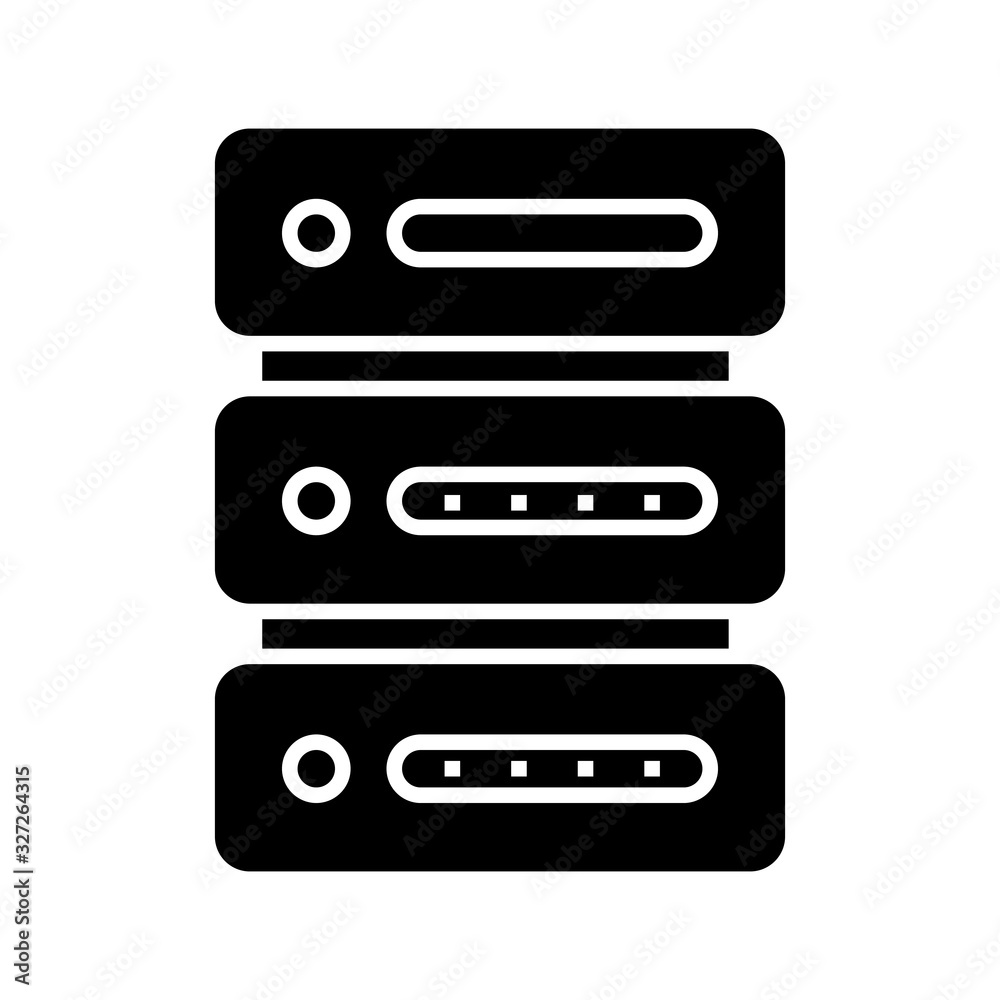 Data servers black icon, concept illustration, vector flat symbol, glyph sign. Data servers black icon, concept illustration, vector flat symbol, glyph sign.