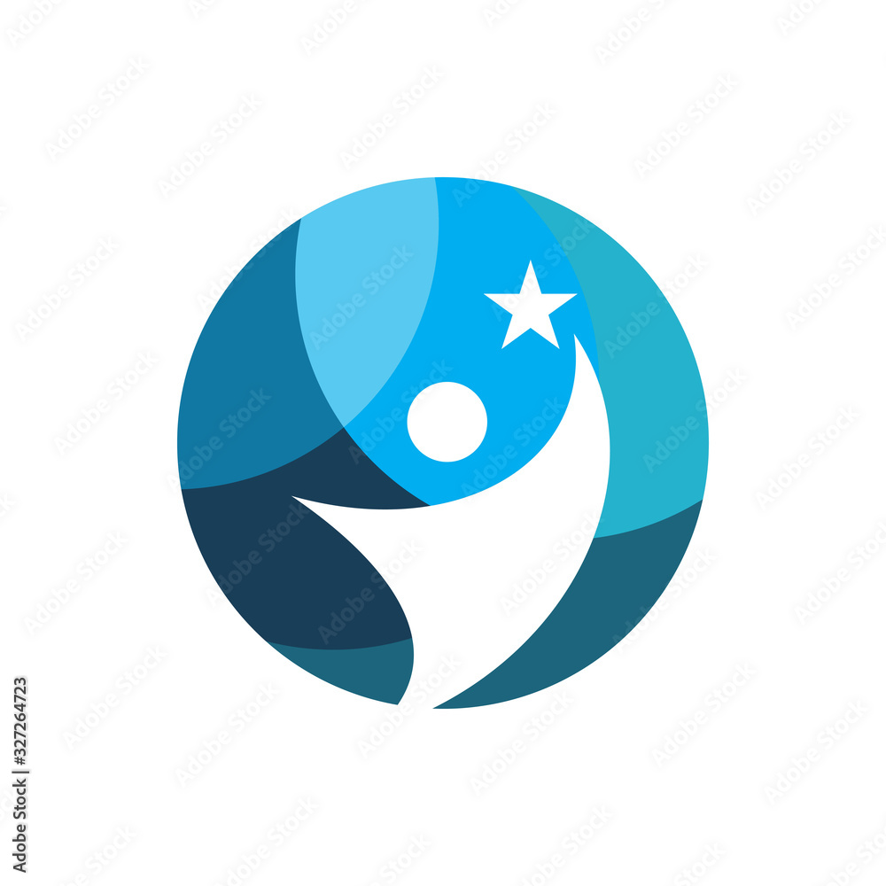 blue circle people star logo design blue circle people star logo design