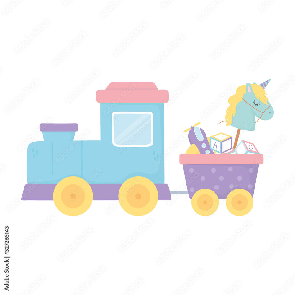 kids toys train horse plane icon design white background kids toys train horse plane icon design white background