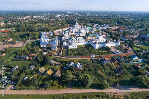 Kremlin of Rostov the Great in the cityscape on a July day (aerial photography). Golden ring of Russia