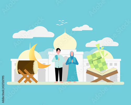 Koncept illustration of ramadan. vector design for landing pages, printing needs, posters, advertisements, presentations and other related matters