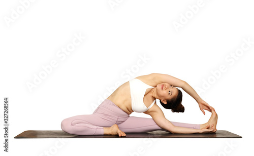 Beautiful young women do yoga pose for health and concentrate. Exercise concept. isolated. White background photo