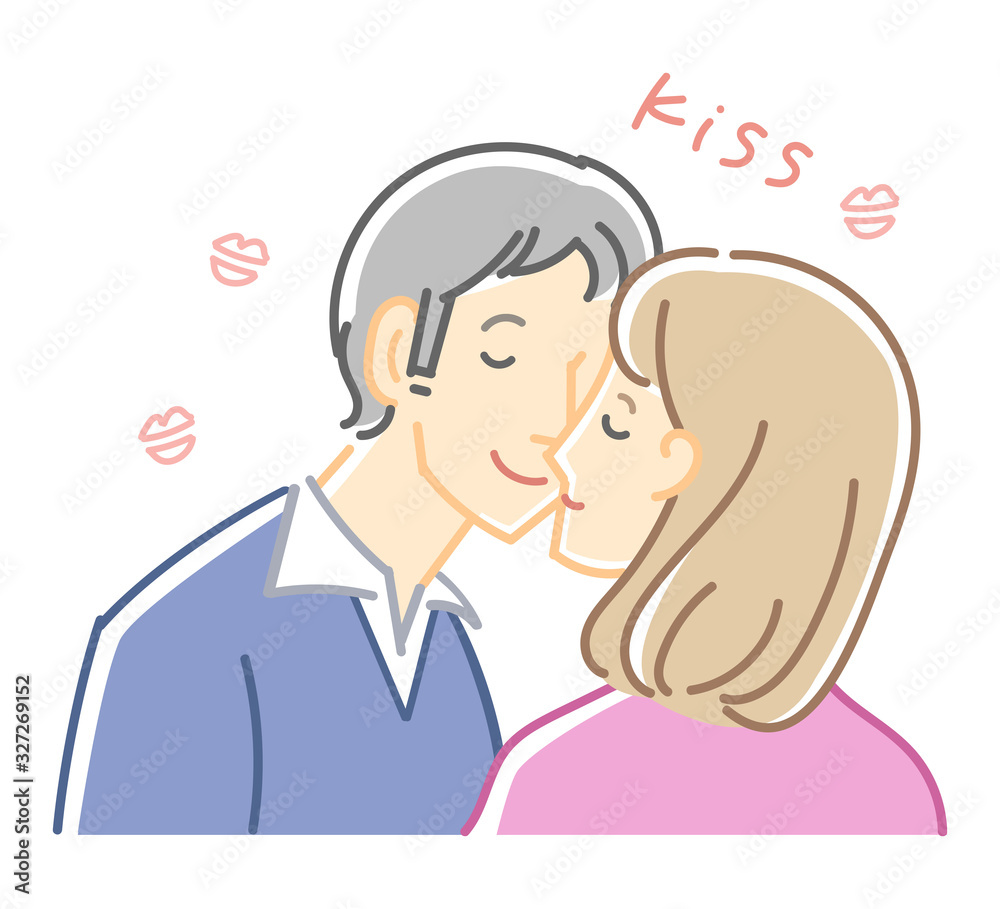 男女二人のイラスト キス カラー Stock Vector Adobe Stock