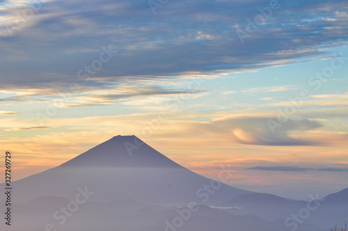 富士山 朝焼 雲 風景 赤 青 空