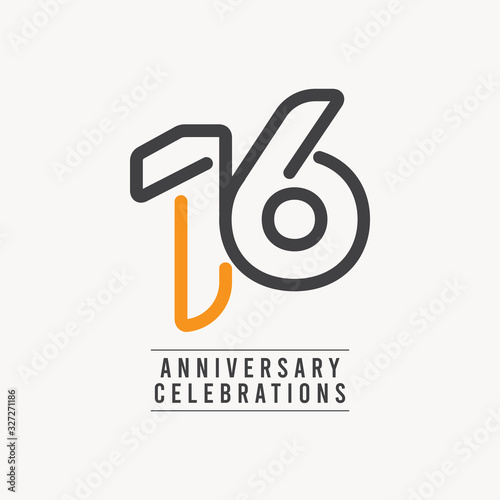 16 Years Anniversary Celebration Vector Template Design Illustration