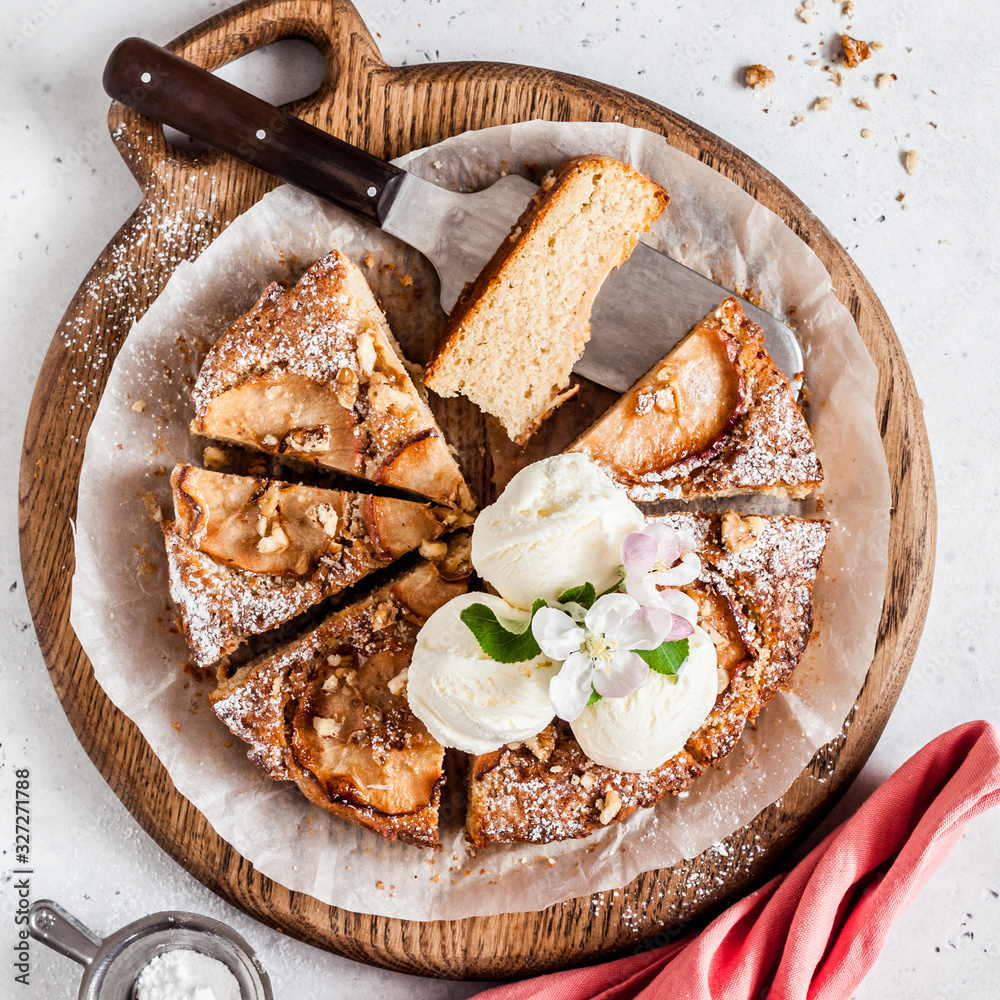 Fotografie Apple Cake with Sliced Apple on Top