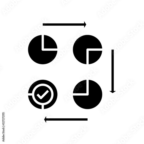 Giagram linking black icon, concept illustration, vector flat symbol, glyph sign.