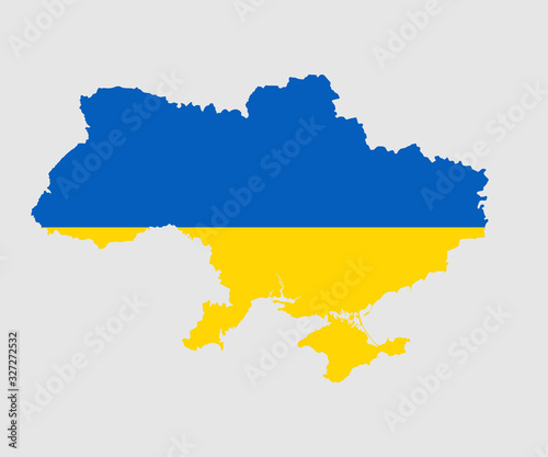 Photo Map and flag of Ukraine