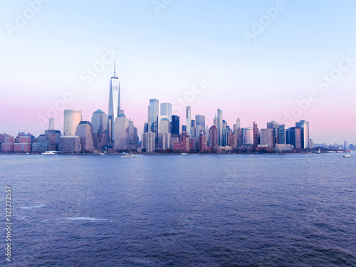 New York City Skyline from Jersey City in sunset, aerial photography © raoyang