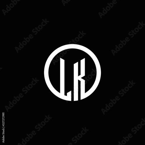 LK monogram logo isolated with a rotating circle