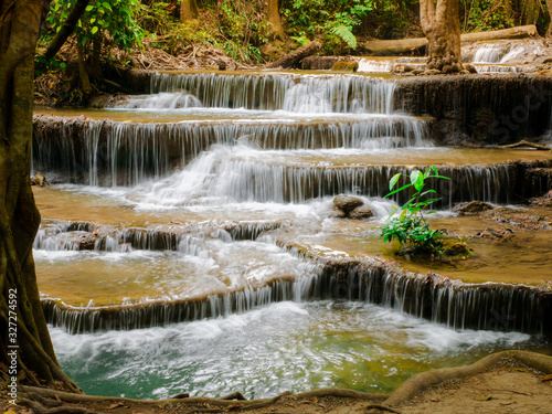 Fototapeta Naklejka Na Ścianę i Meble -  Huai Mae Khamin Natural Waterfall, Kanchanaburi, Thailand